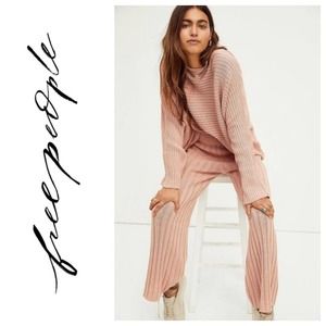 Free People Beach Pink Imogene Knit Lounge 2-Piece Set Women's Size Medium